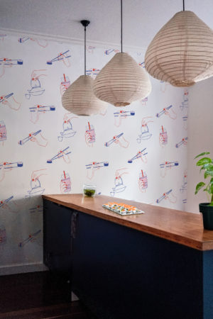 Japanese flavors kitchen wallpaper