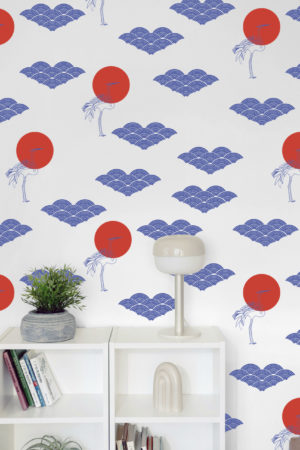 Japanese cloud wallpaper living room