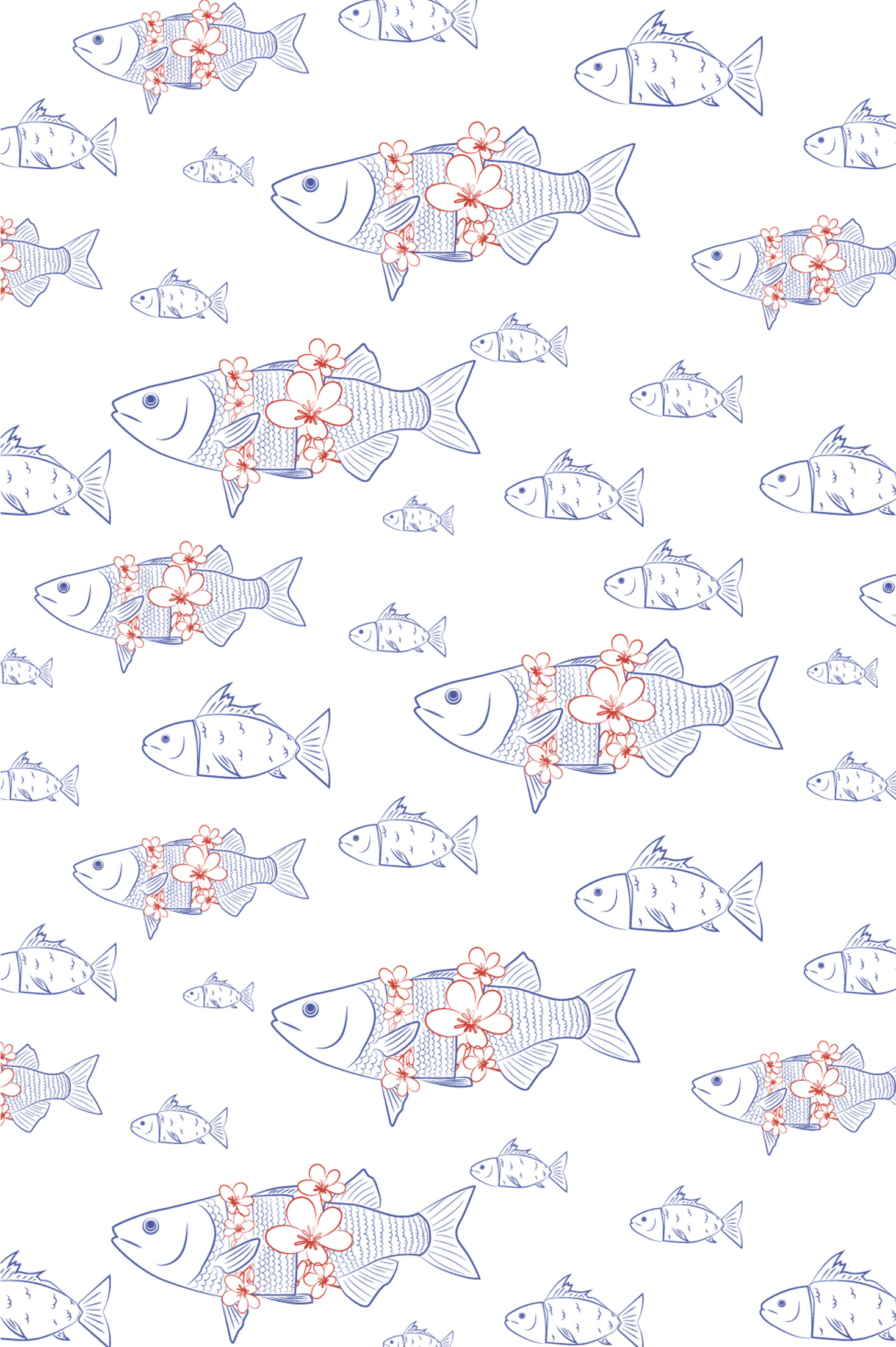 Carp motif wallpaper