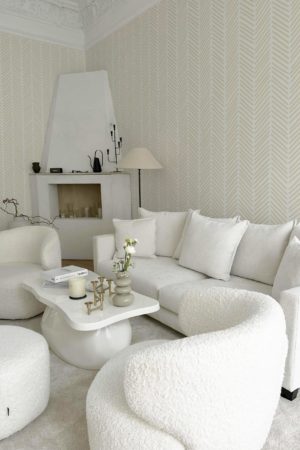 papier peint herringbone beige salon