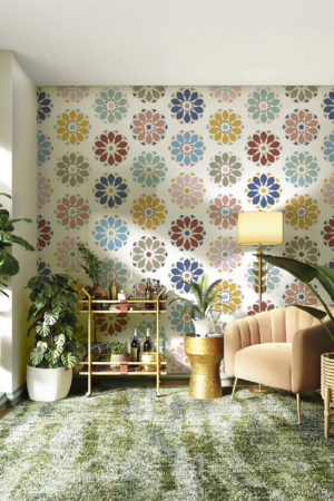 papier peint arabesque multicolore salon