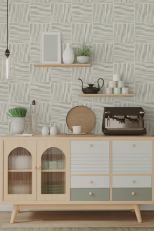 Green Zen Square Kitchen Wallpaper