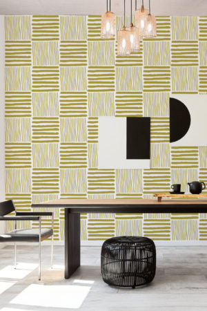 papier peint carré subtil vert salon