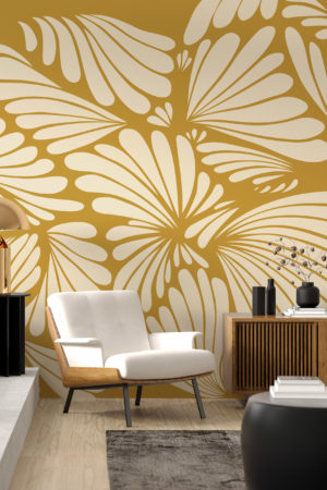 papier peint floral pétale jaune salon