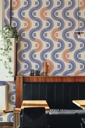 Papier peint vague illusion bleu espaces publics