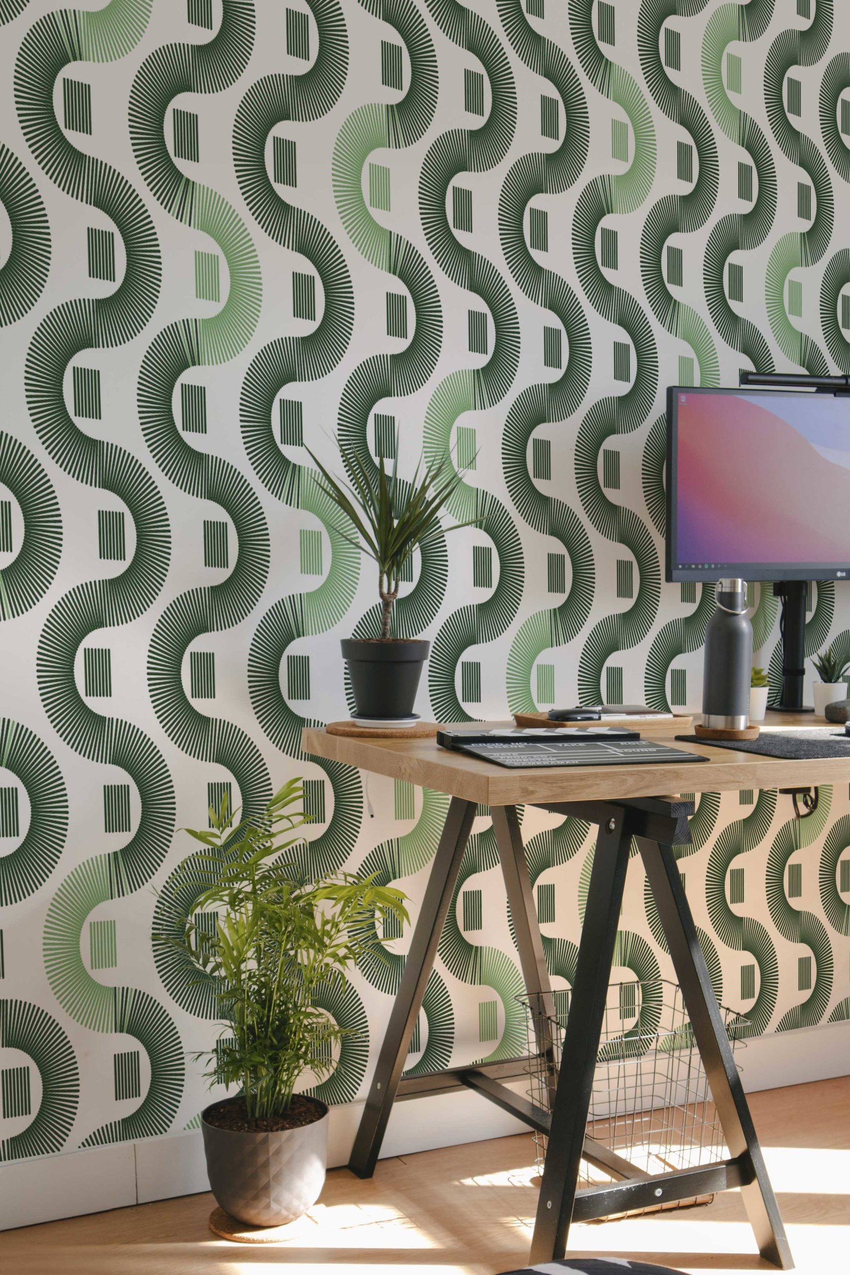 Desktop Green Gradient Wallpaper Wave Illusion Green Office