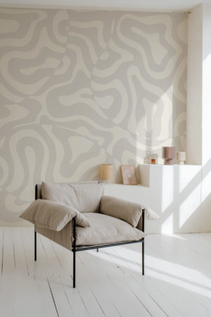 papier peint ondes groovy beige salon