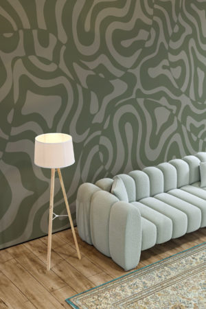 papier peint ondes groovy vert salon