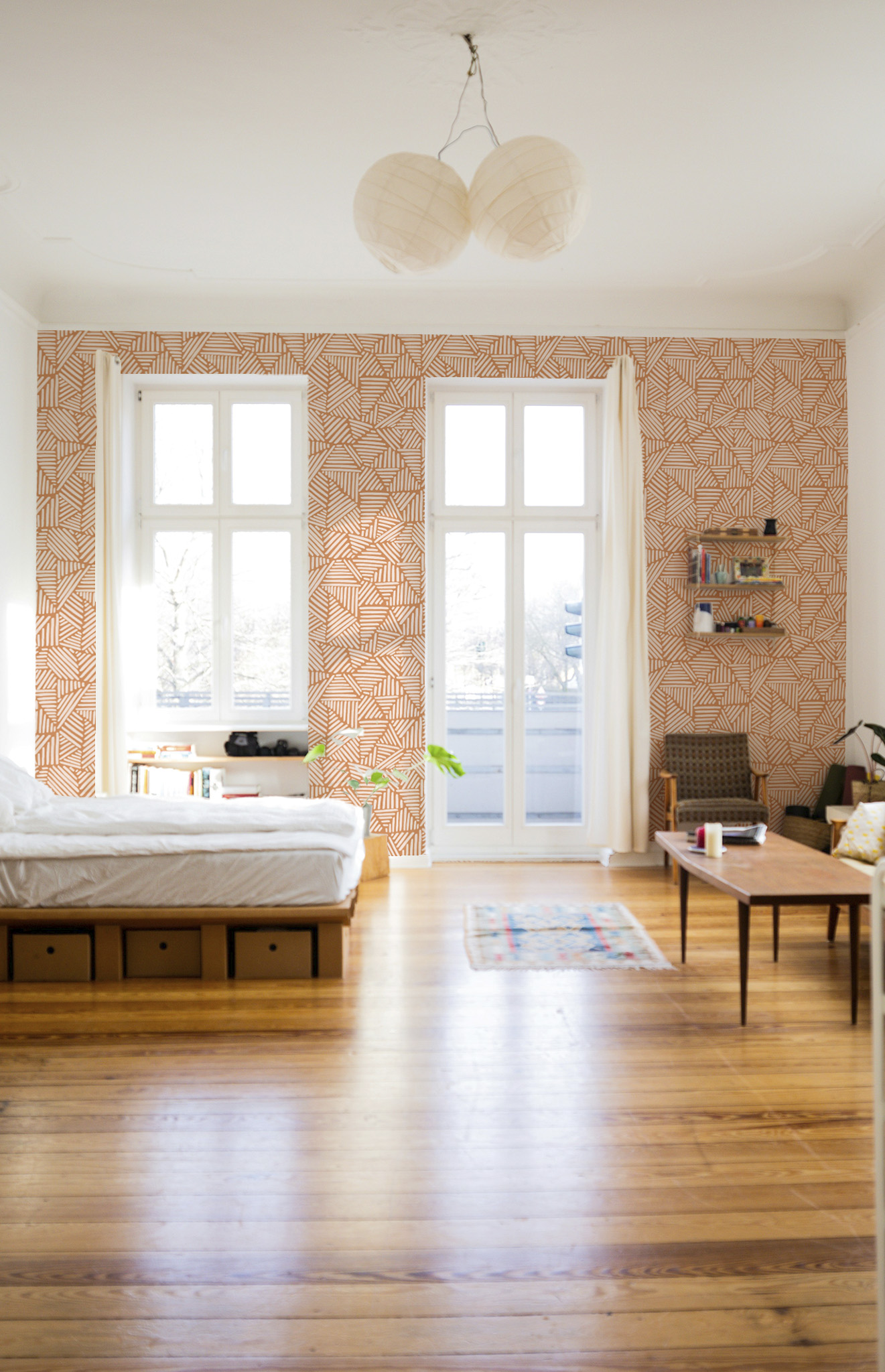 N°630 : Intertwined Triangles - orange - bedroom