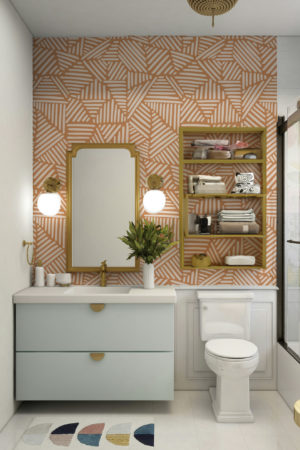 N°630 : Intertwined Triangles - orange - bathroom