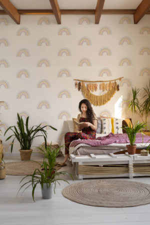 papier peint n621 arc en ciel pastel chambre