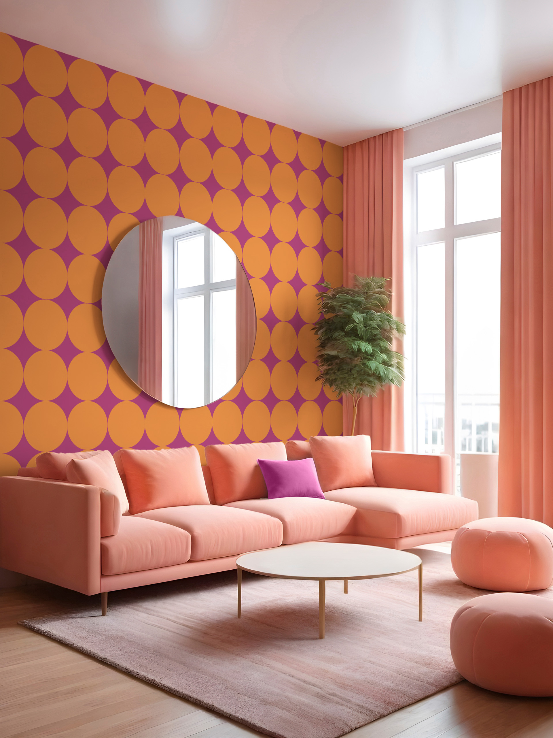 N°622 : Retro Circles - orange - living room.