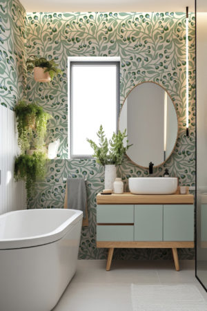 N°636 :  Arborescence  - vert clair - salle de bain