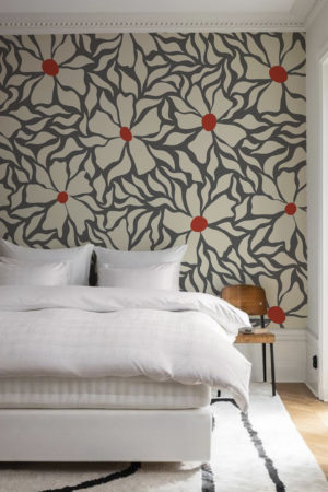 N°637 : Botanical Mosaic - grey - bedroom