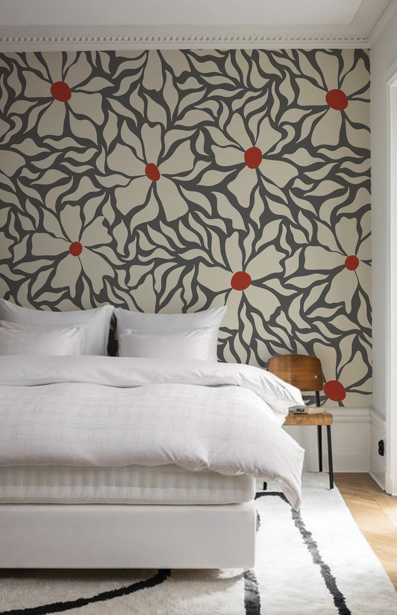 N°637 : Botanical Mosaic - grey - bedroom