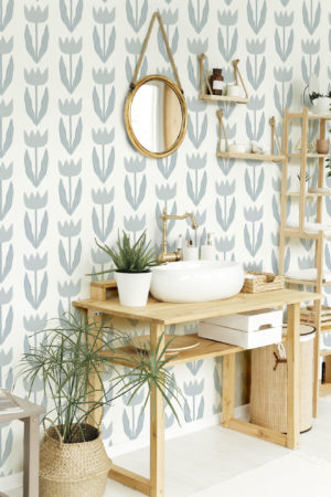 N°640 :  Tulipes Sauvages - bleu - salle de bain