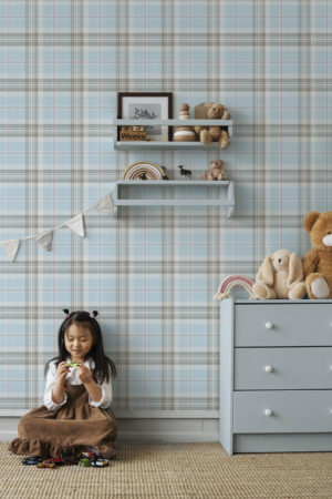 N°654 : Tartan Coloré - bleu - chambre d'enfant.