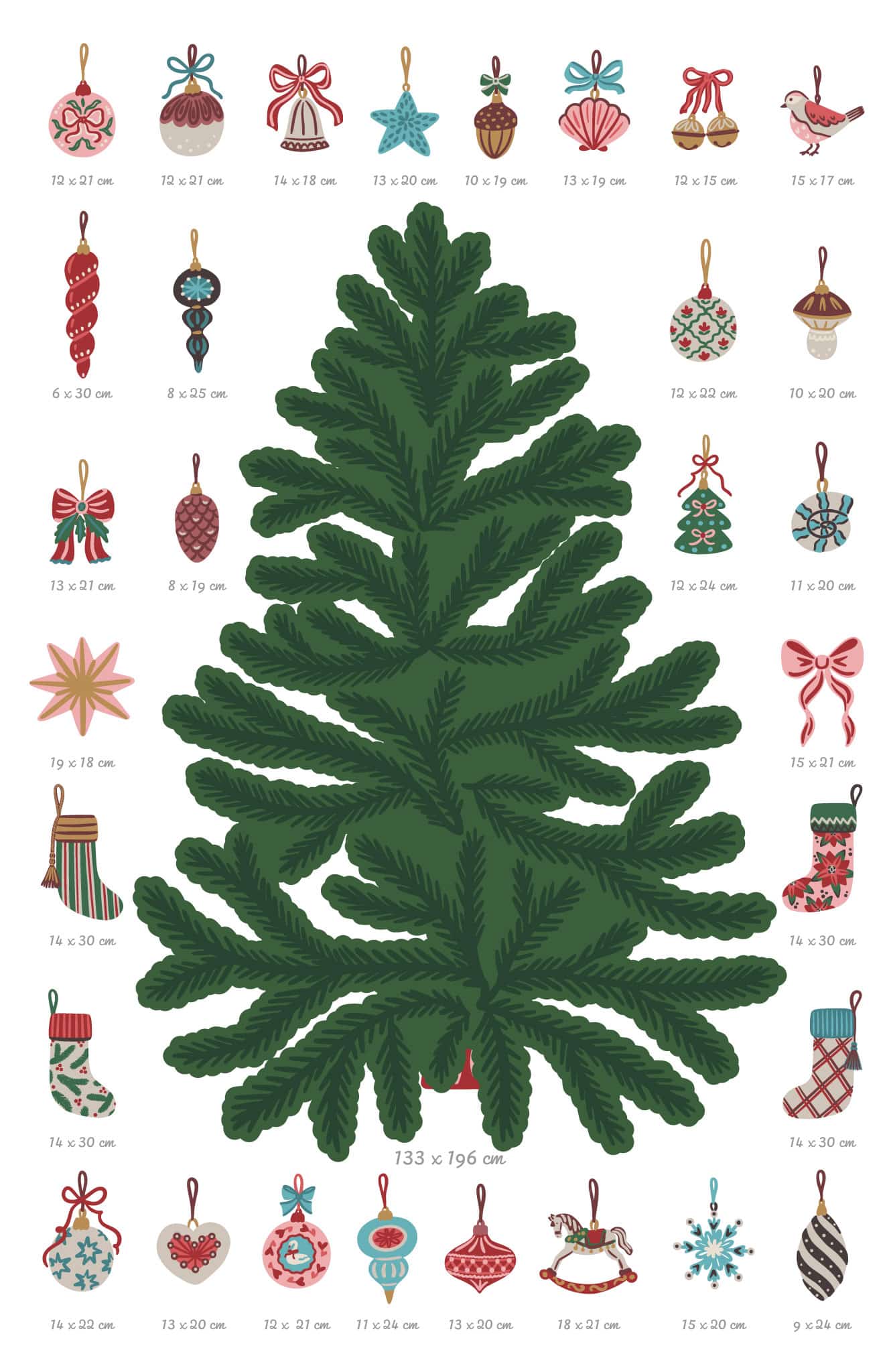Christmas Tree stickers 1 size