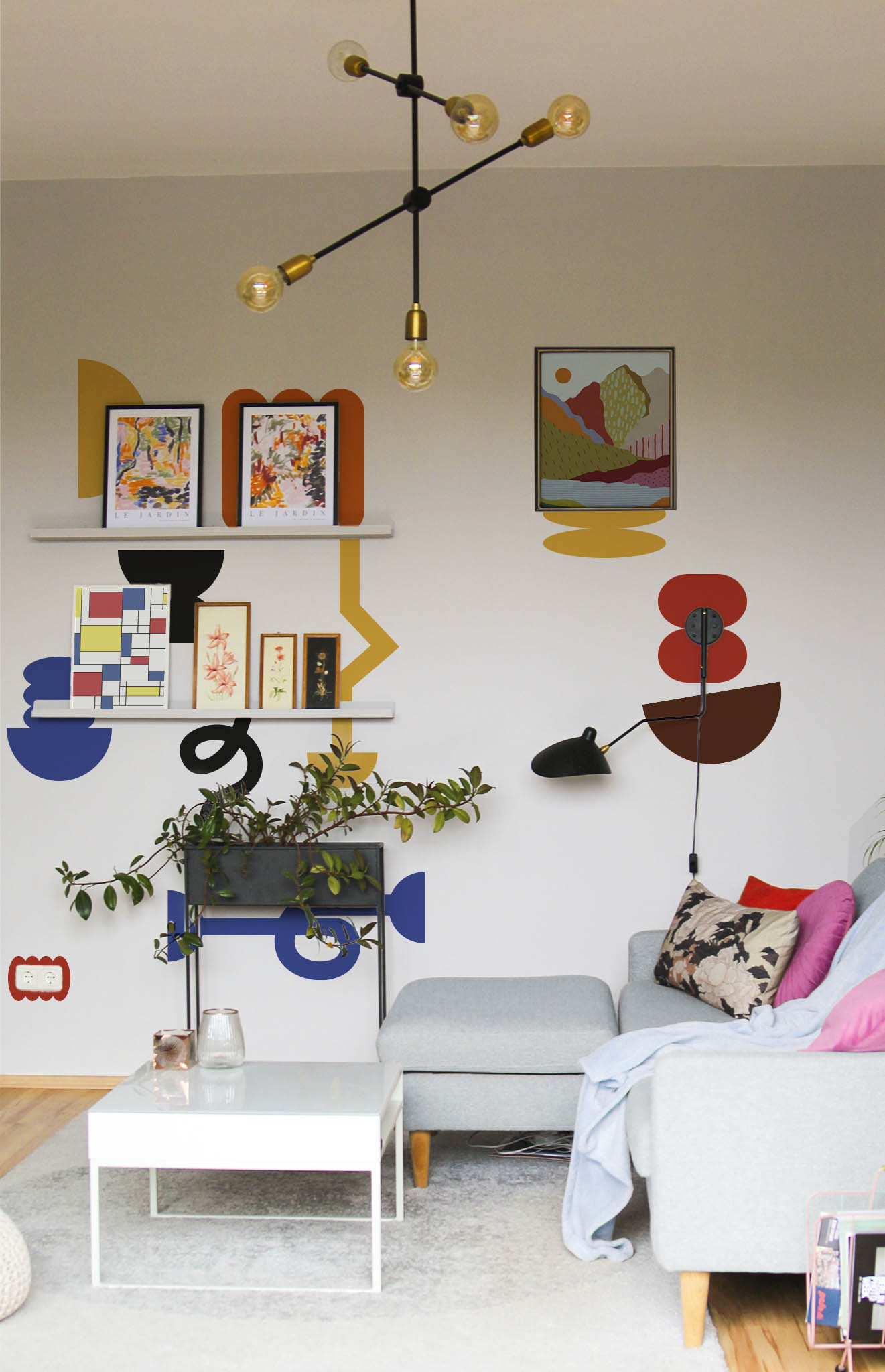 géométriques salon bleu