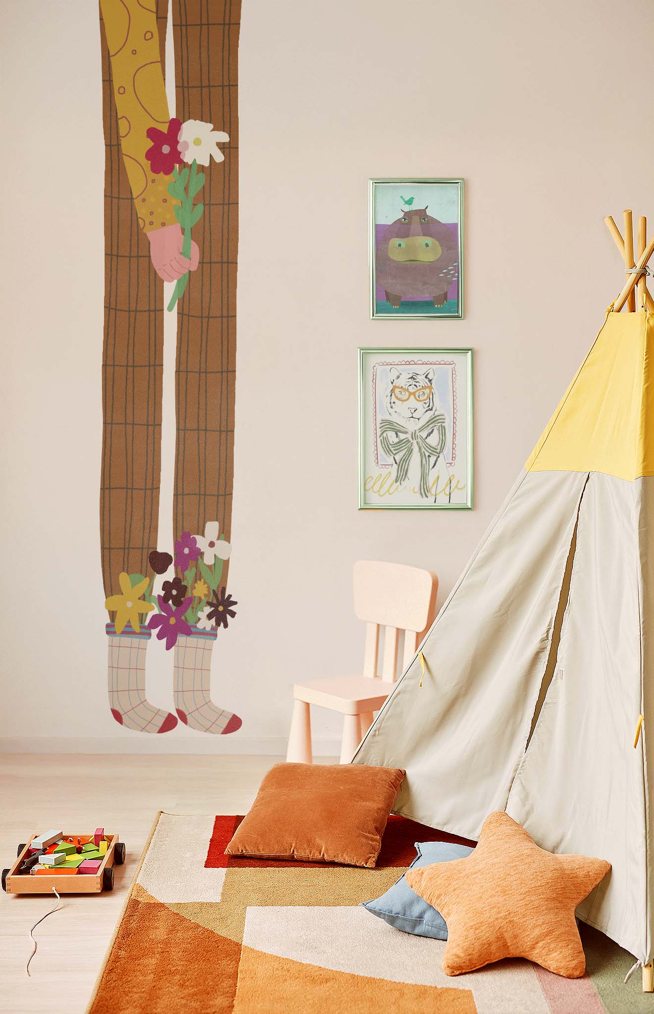 géant et fleurs stickers wellpapers